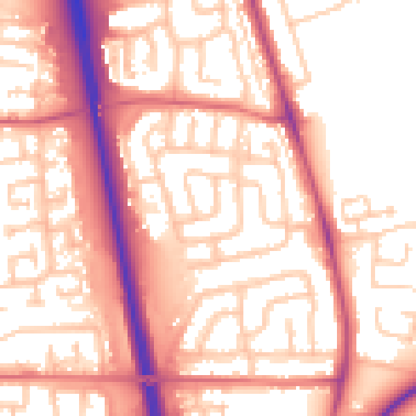 Daytime road noise heatmap for NE13 6JW