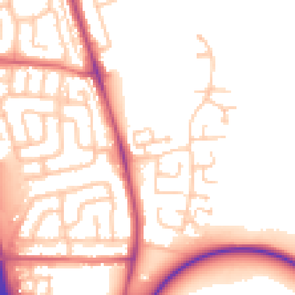 Daytime road noise heatmap for NE13 6LD