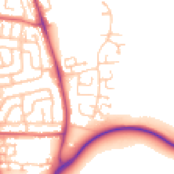 Daytime road noise heatmap for NE13 6LE