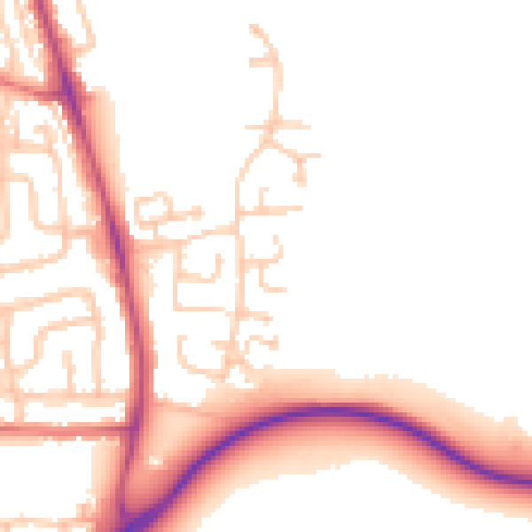 Daytime road noise heatmap for NE13 6LF