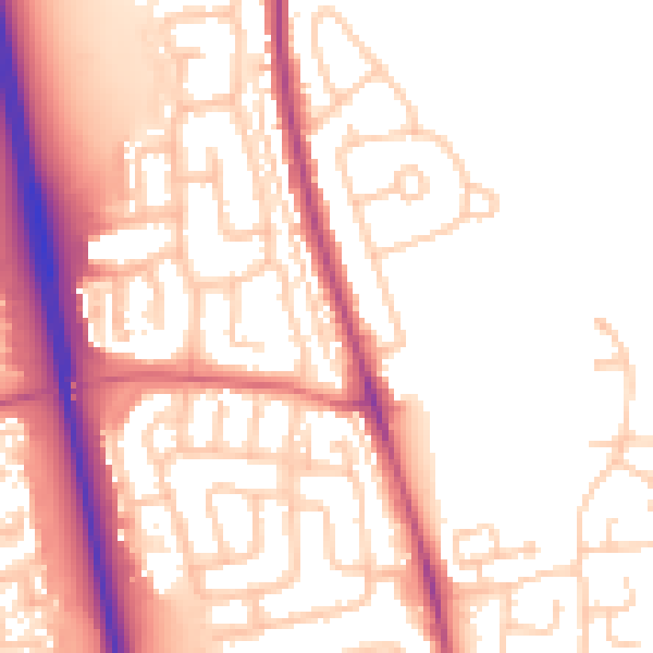 Daytime road noise heatmap for NE13 6LR