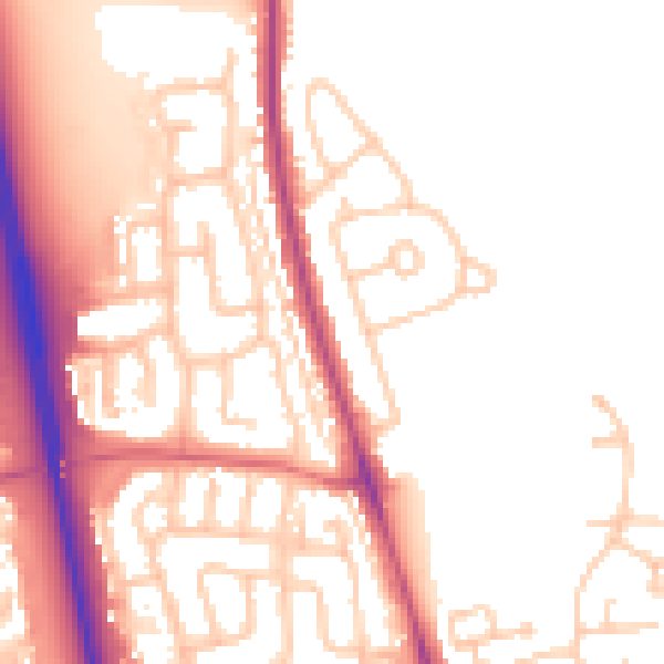 Daytime road noise heatmap for NE13 6LT
