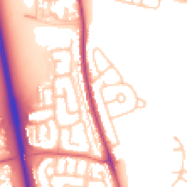 Daytime road noise heatmap for NE13 6LU