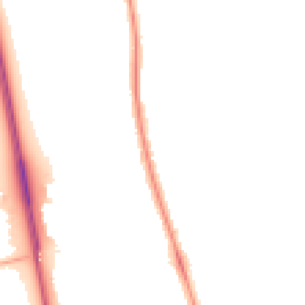 Night-time road noise heatmap for NE13 6LU
