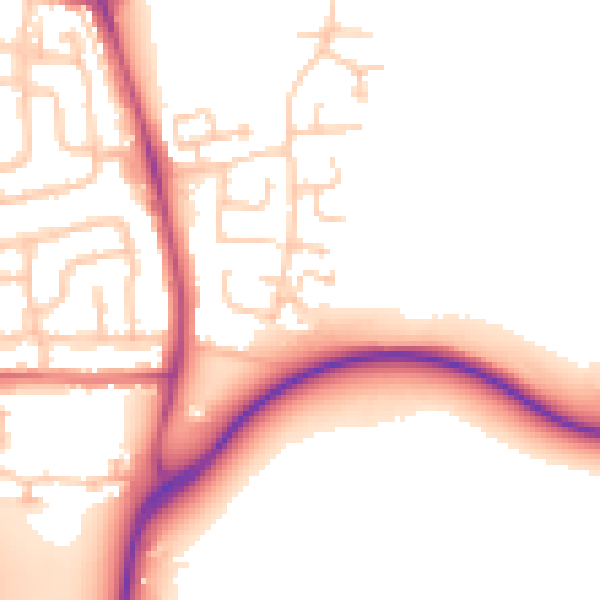 Daytime road noise heatmap for NE13 6NN