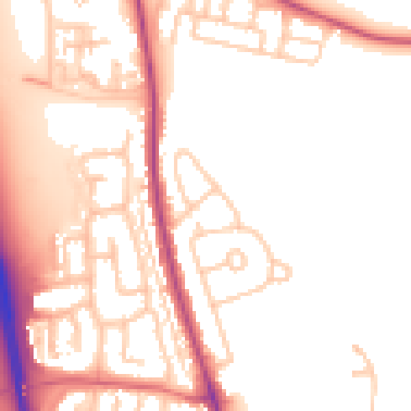 Daytime road noise heatmap for NE13 6NQ