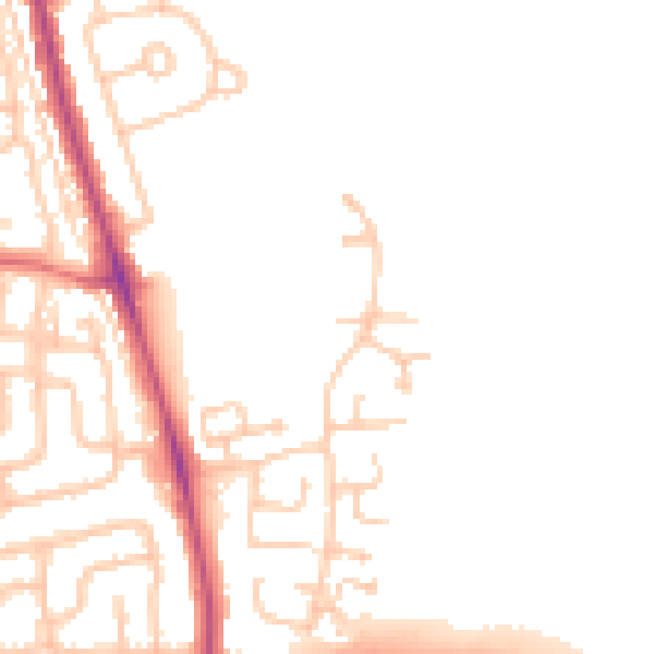 Daytime road noise heatmap for NE13 6NR