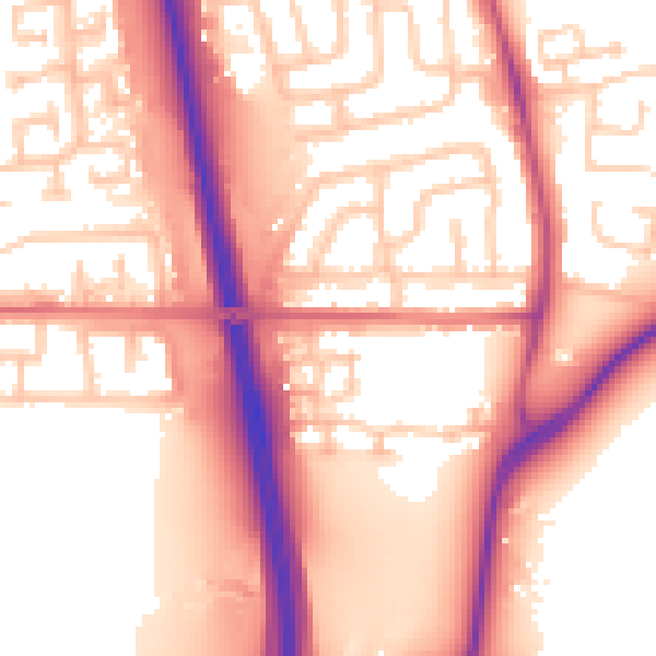 Daytime road noise heatmap for NE13 6PA