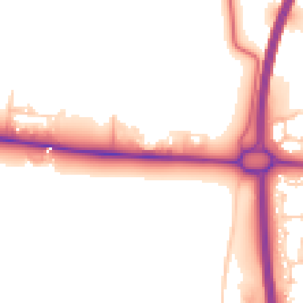 Daytime road noise heatmap for NE13 6PE