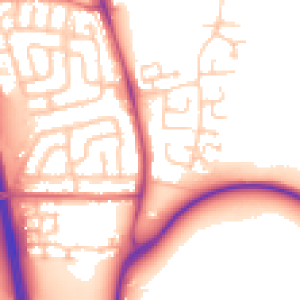 Daytime road noise heatmap for NE13 6PF