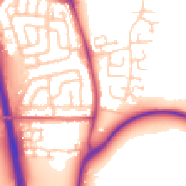 Daytime road noise heatmap for NE13 6PG