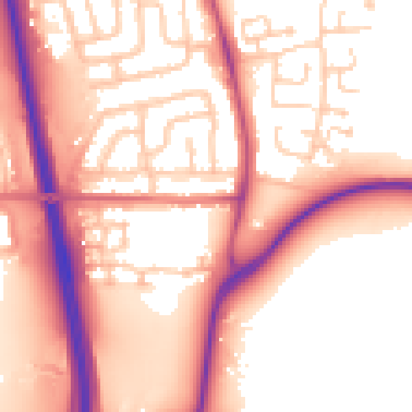 Daytime road noise heatmap for NE13 6PP