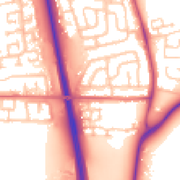 Daytime road noise heatmap for NE13 6PT