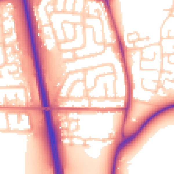 Daytime road noise heatmap for NE13 6PX