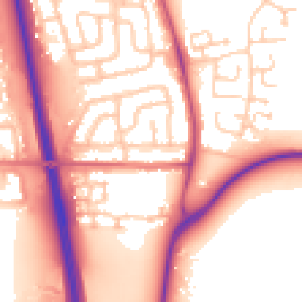 Daytime road noise heatmap for NE13 6QD