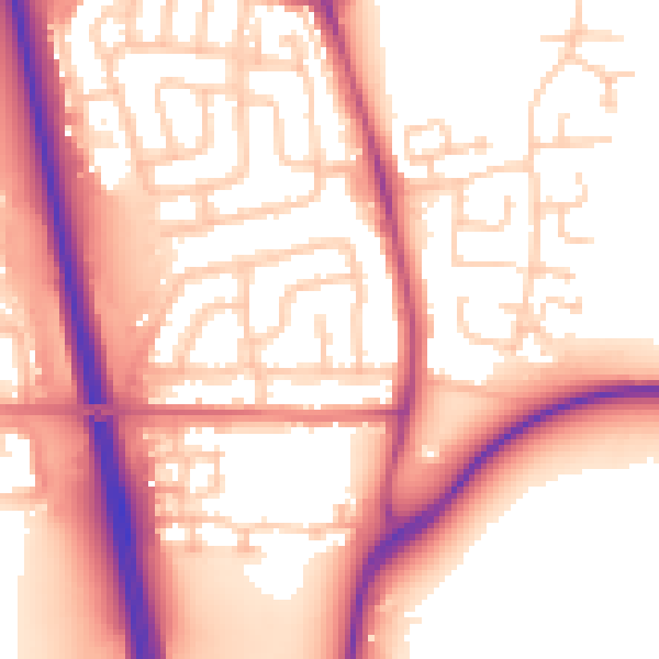 Daytime road noise heatmap for NE13 6QE