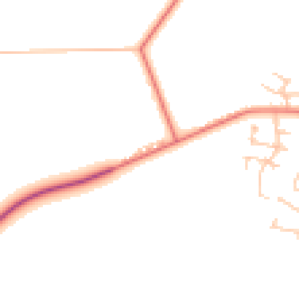 Daytime road noise heatmap for NE13 7AF
