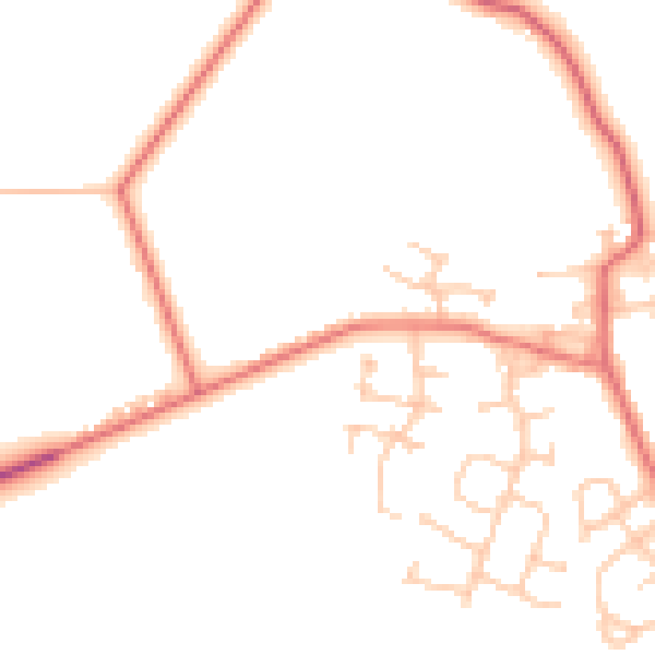 Daytime road noise heatmap for NE13 7AH