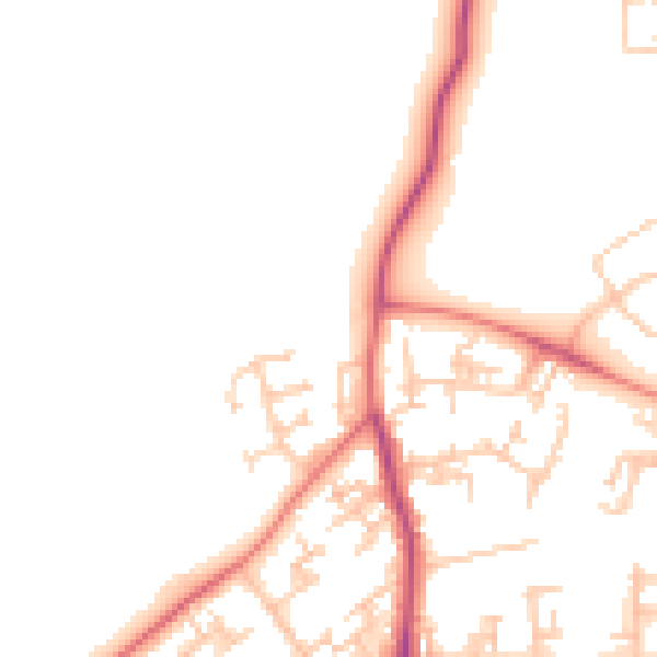 Daytime road noise heatmap for NE13 7AL