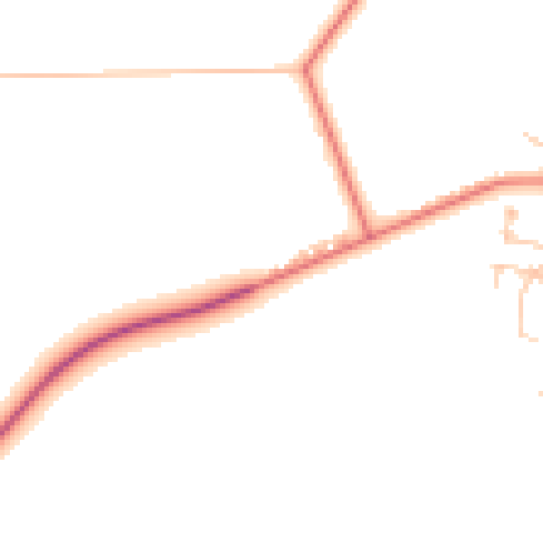 Daytime road noise heatmap for NE13 7AQ