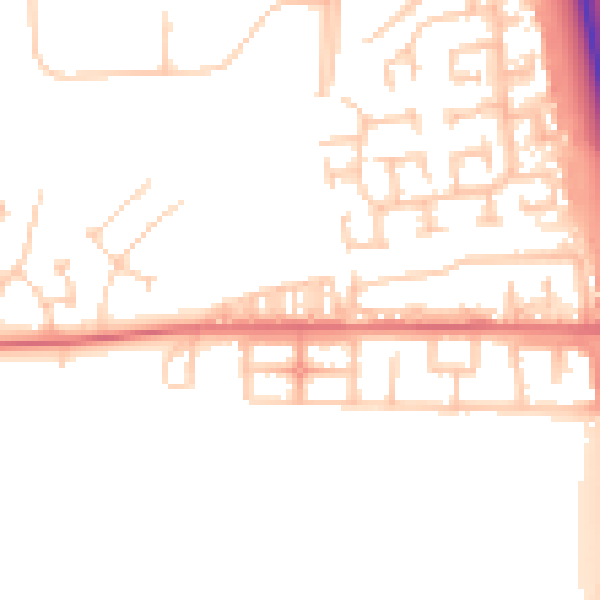 Daytime road noise heatmap for NE13 7AY