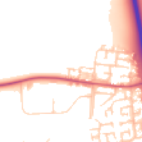 Daytime road noise heatmap for NE13 7BD