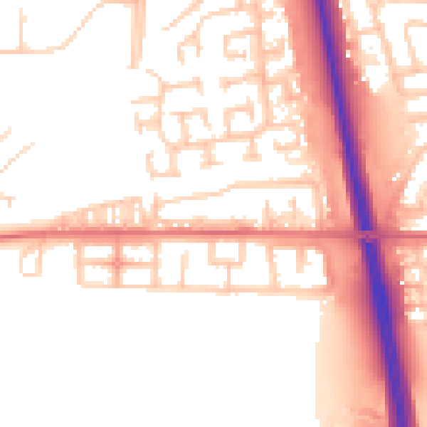 Daytime road noise heatmap for NE13 7BH