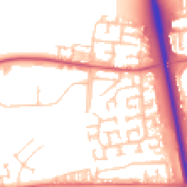 Daytime road noise heatmap for NE13 7DL