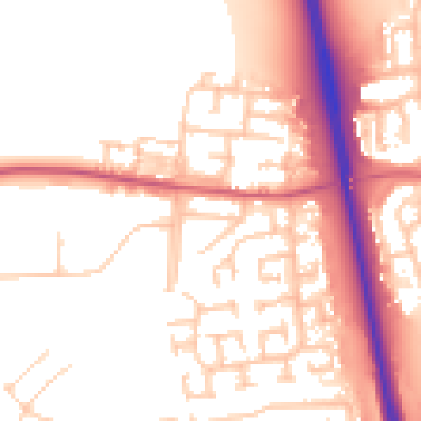 Daytime road noise heatmap for NE13 7DN