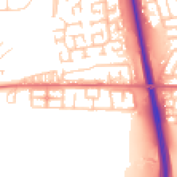 Daytime road noise heatmap for NE13 7DQ