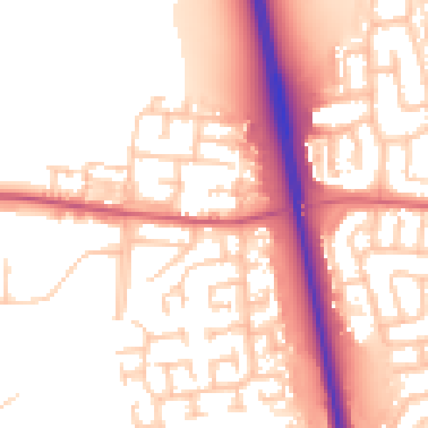 Daytime road noise heatmap for NE13 7DS