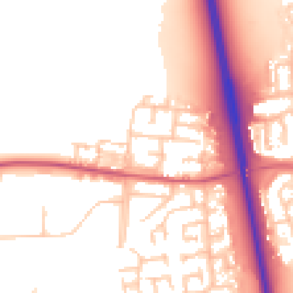 Daytime road noise heatmap for NE13 7DX