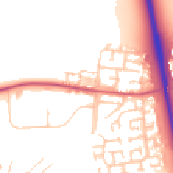 Daytime road noise heatmap for NE13 7DZ