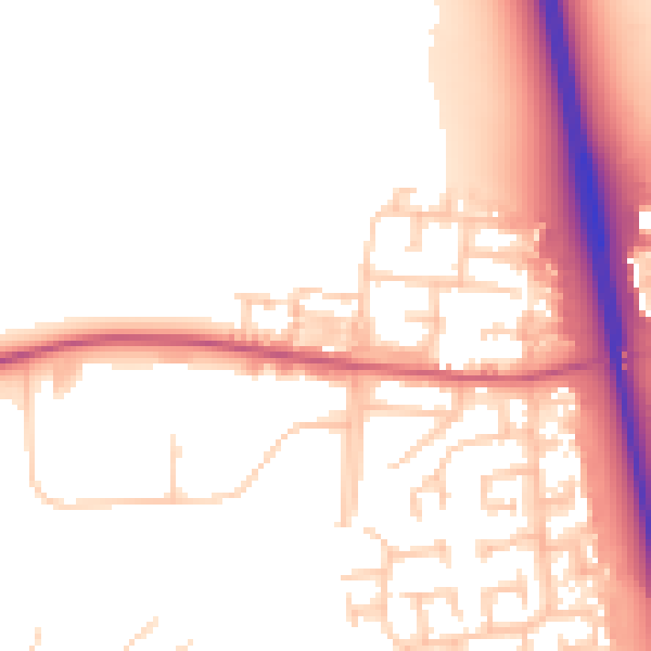 Daytime road noise heatmap for NE13 7ED