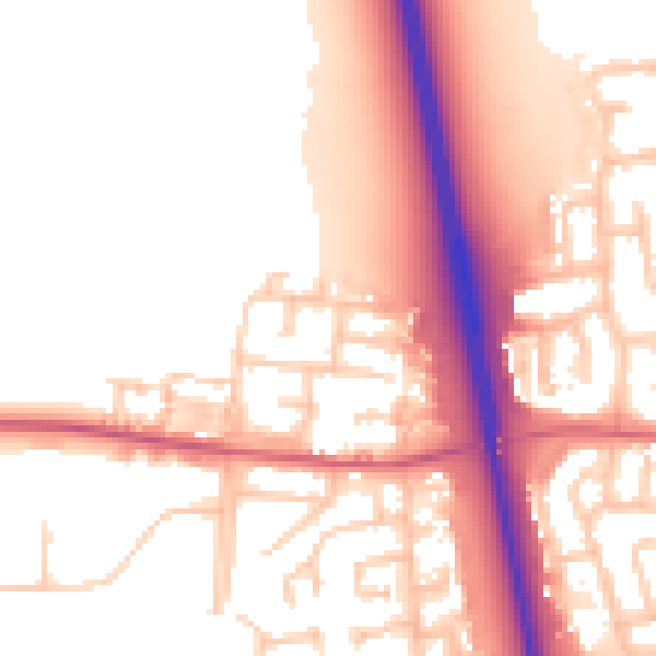 Daytime road noise heatmap for NE13 7EH