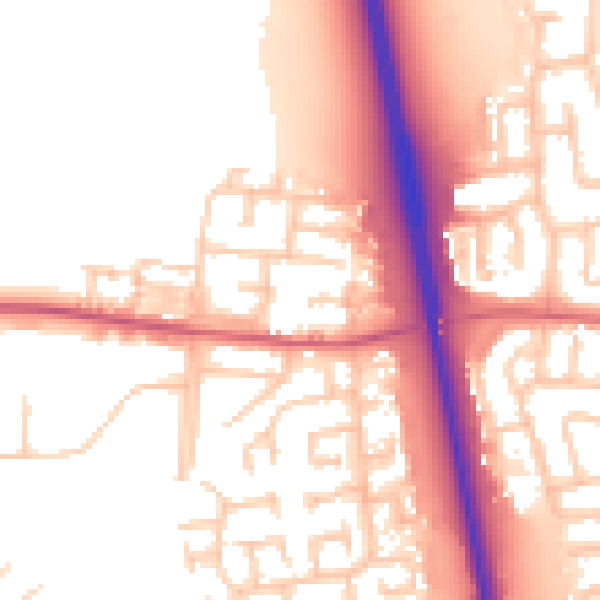 Daytime road noise heatmap for NE13 7EJ