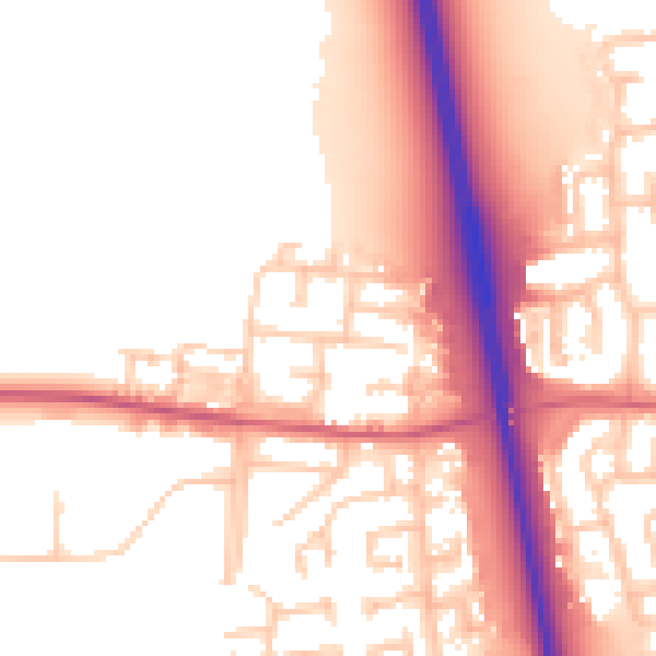 Daytime road noise heatmap for NE13 7EQ
