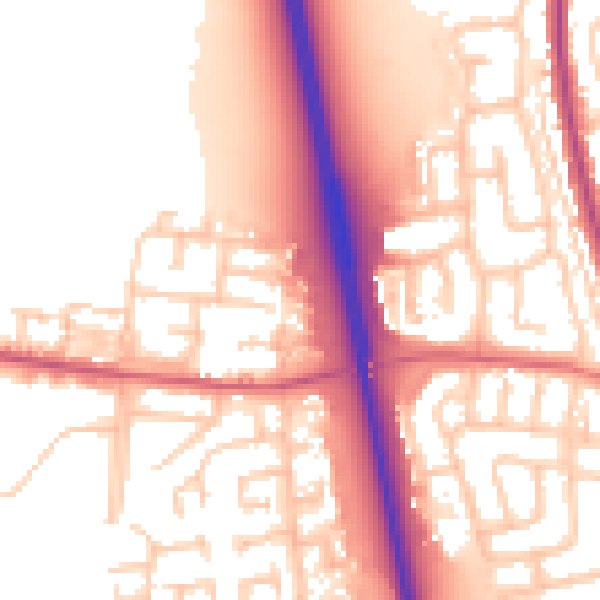 Daytime road noise heatmap for NE13 7EX