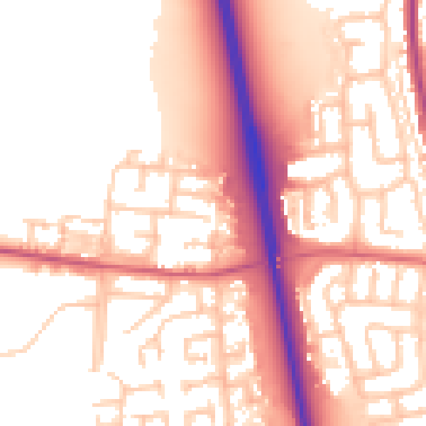 Daytime road noise heatmap for NE13 7EY