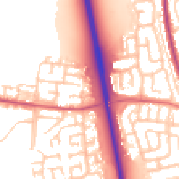 Daytime road noise heatmap for NE13 7FA
