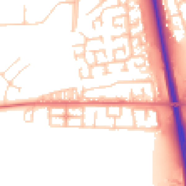 Daytime road noise heatmap for NE13 7FD