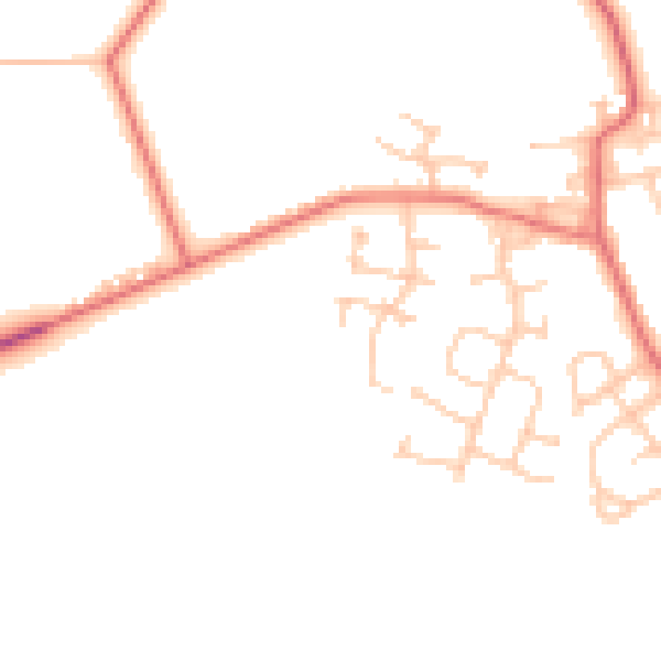Daytime road noise heatmap for NE13 7FP