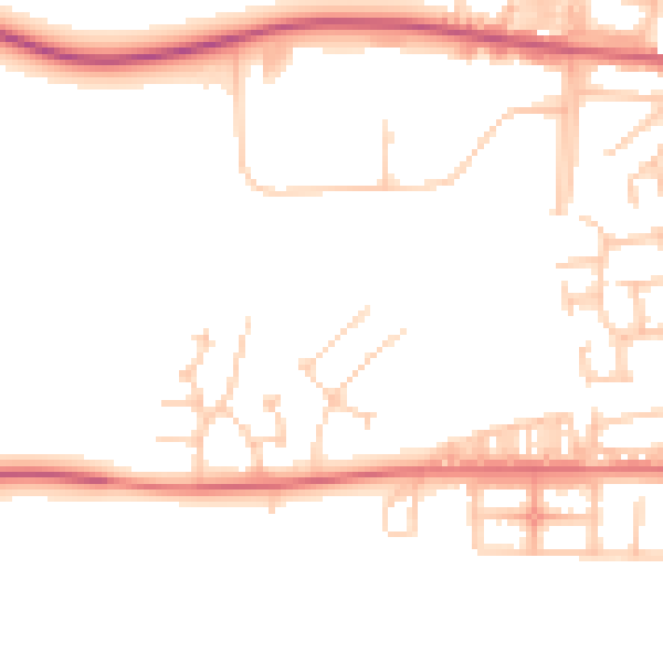 Daytime road noise heatmap for NE13 7FW