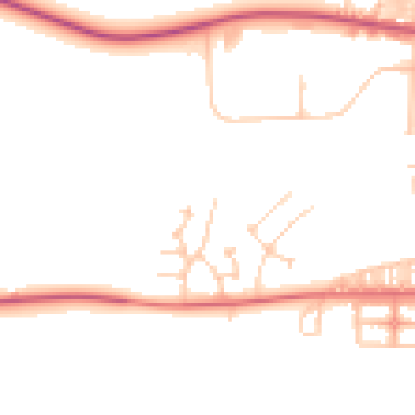 Daytime road noise heatmap for NE13 7FY