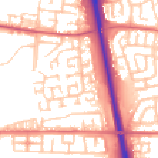 Daytime road noise heatmap for NE13 7HA