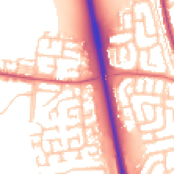 Daytime road noise heatmap for NE13 7HE