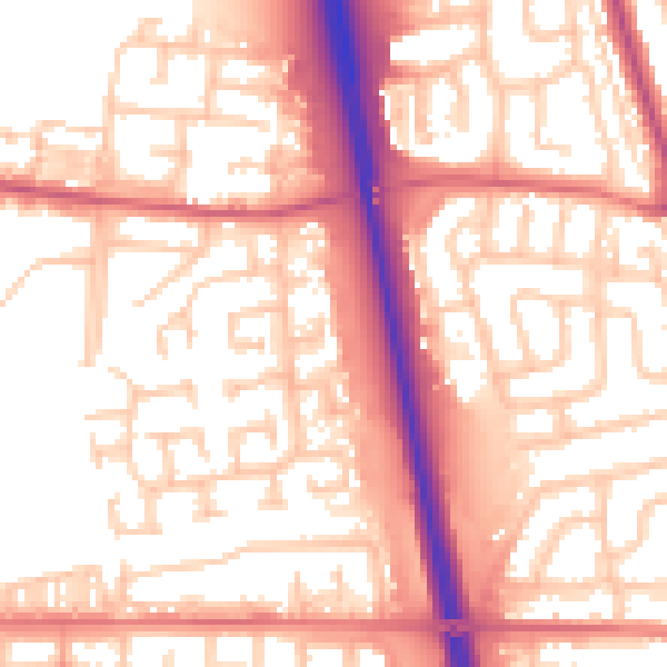 Daytime road noise heatmap for NE13 7HG