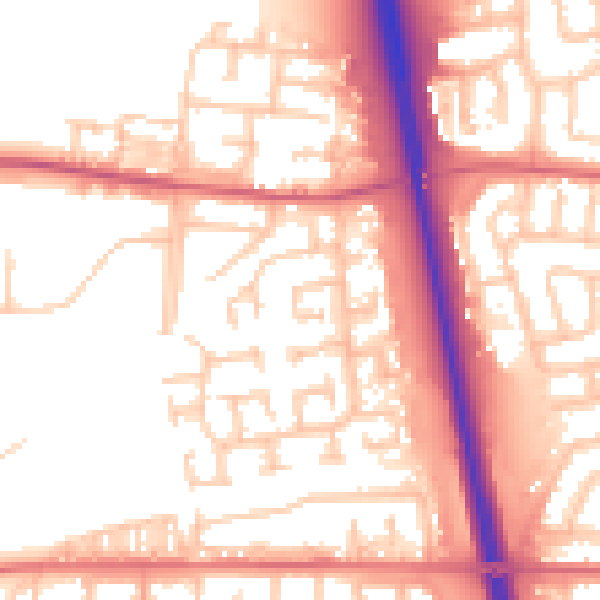 Daytime road noise heatmap for NE13 7HH