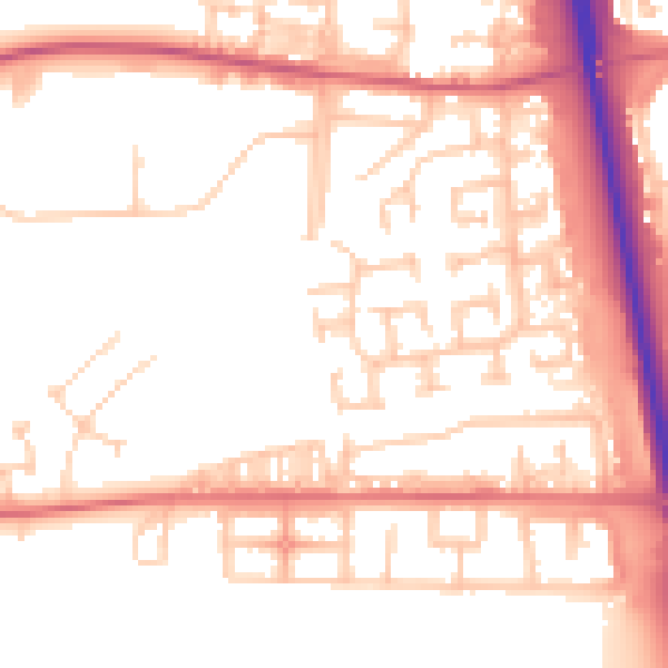Daytime road noise heatmap for NE13 7HU