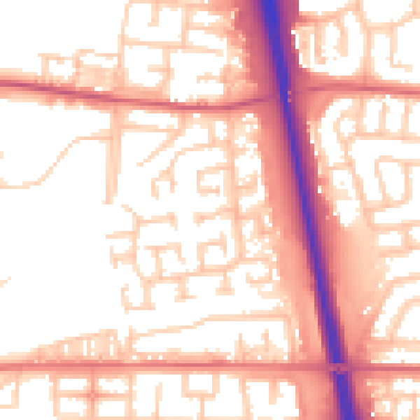 Daytime road noise heatmap for NE13 7HW